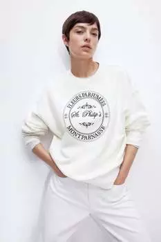 Толстовка оверсайз с мотивом H&M, бежевый