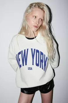 Толстовка оверсайз с мотивом H&M, бежевый