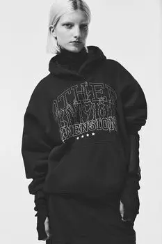 Толстовка оверсайз с мотивом H&M, черный