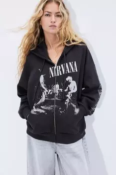 Толстовка оверсайз с мотивом H&M, черный