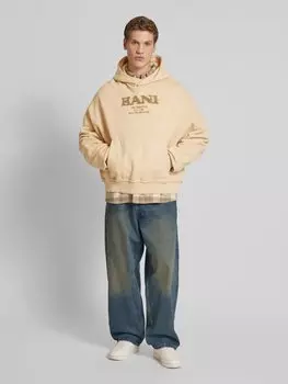 Толстовка оверсайз с принтом этикетки KARL KANI, песочный