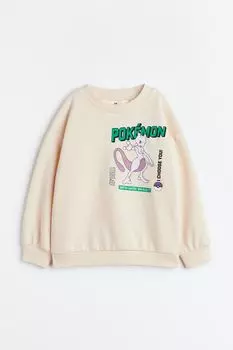 Толстовка оверсайз с принтом H&amp;M Pokemon, светло-бежевый/покемон