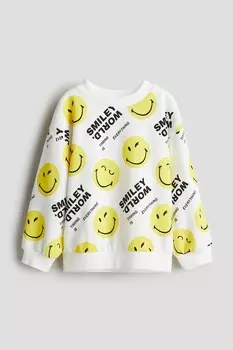 Толстовка оверсайз с принтом H&M, белый