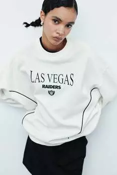 Толстовка оверсайз с принтом H&M, бежевый
