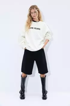 Толстовка оверсайз с принтом H&M, бежевый