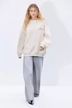 Толстовка оверсайз с принтом H&M, бежевый