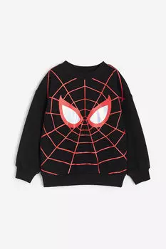 Толстовка оверсайз с принтом H&M, черный