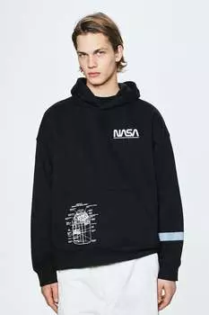 Толстовка оверсайз с принтом H&M, черный