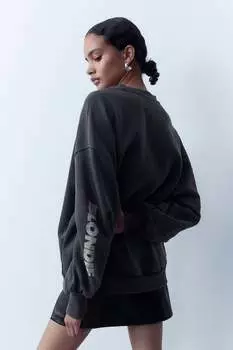 Толстовка оверсайз с принтом H&M, черный