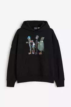 Толстовка оверсайз с принтом H&M, черный
