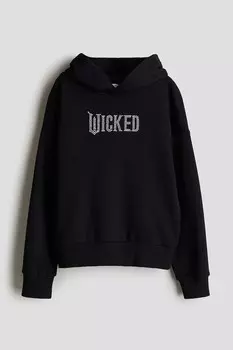 Толстовка оверсайз с принтом H&M, черный