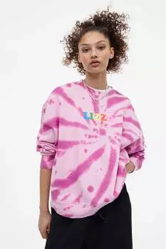 Толстовка оверсайз с принтом H&M, фиолетовый