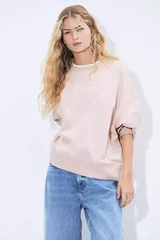 Толстовка оверсайз с принтом H&M, розовый