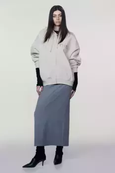Толстовка оверсайз с принтом H&M, серый