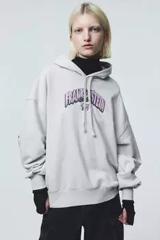 Толстовка оверсайз с принтом H&M, серый