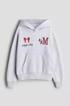 Толстовка оверсайз с принтом H&M, серый