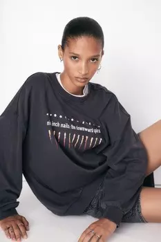 Толстовка оверсайз с принтом H&M, серый