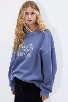 Толстовка оверсайз с принтом H&M, синий