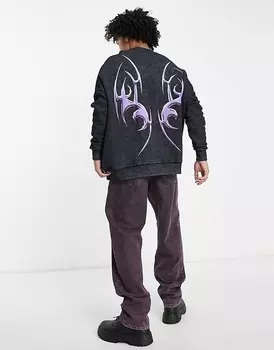 Толстовка оверсайз с принтом на спине ASOS DESIGN, черный
