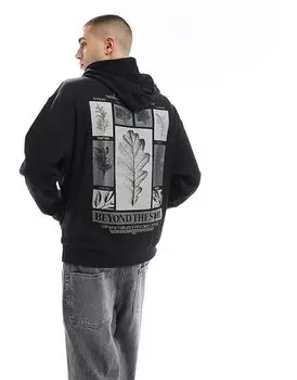 Толстовка оверсайз с принтом на спине черного цвета ASOS DESIGN