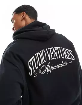 Толстовка оверсайз с принтом на спине черного цвета ASOS DESIGN