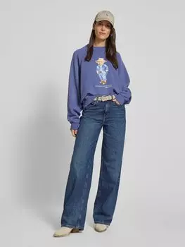 Толстовка оверсайз с принтом Polo Ralph Lauren, темно-синий