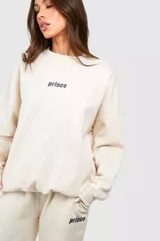 Толстовка оверсайз с принтом Prince boohoo, бежевый