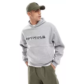 Толстовка оверсайз с принтом серого меланжа ASOS DESIGN