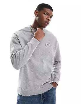 Толстовка оверсайз с принтом серого меланжа ASOS DESIGN