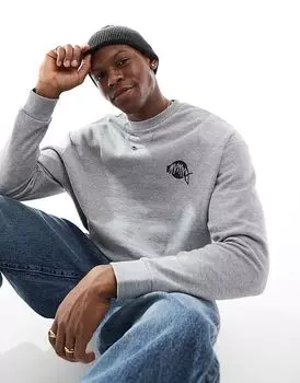 Толстовка оверсайз с принтом серого меланжа ASOS DESIGN