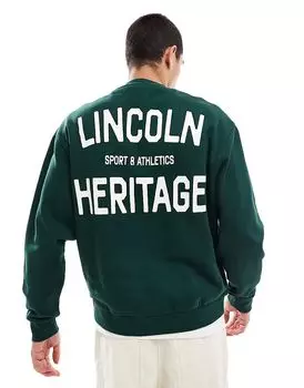 Толстовка оверсайз с принтом студенческого города темно-зеленого цвета ASOS DESIGN