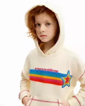 Толстовка оверсайз с радужной отделкой для девочки Desigual, цвет Crudo