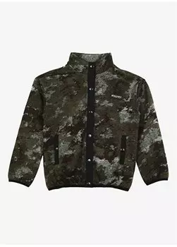 Толстовка оверсайз с рисунком цвета хаки для мальчиков с воротником стойкой D3WB-SWT3 Discovery Expedition, хаки