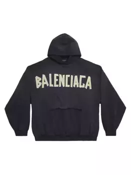 Толстовка оверсайз с рваными карманами ленточного типа Balenciaga, черный