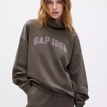 Толстовка оверсайз с воротником-стойкой и логотипом Gap, серый