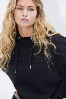 Толстовка оверсайз с вышивкой H&M, серый