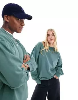 Толстовка оверсайз стираного бирюзового цвета ASOS DESIGN