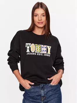 Толстовка оверсайз Tommy Jeans, черный