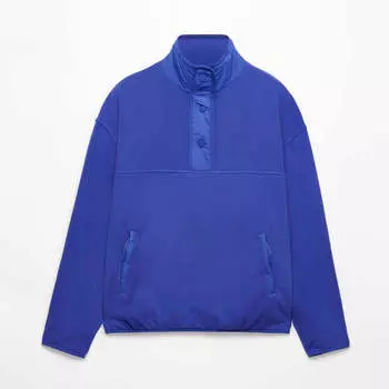 Толстовка Oysho Fleece Kangaroo, синий