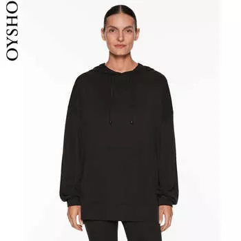 Толстовка Oysho Modal с капюшоном, черный