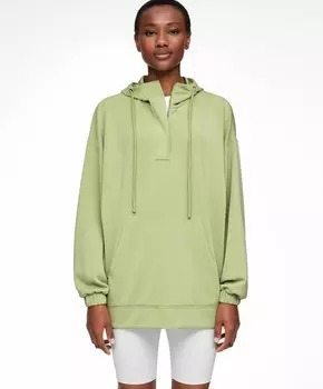 Толстовка Oysho Oversize With Soft-touch Modal And Zip, бледно-зеленый