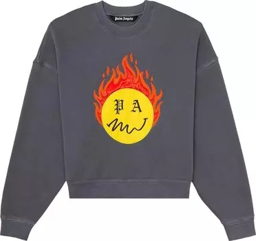 Толстовка Palm Angels Burning Head Crewneck 'Black/Yellow', черный