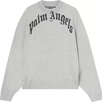 Толстовка Palm Angels Curved Logo Crew 'Grey/Black', серый