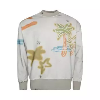 Толстовка Palm Angels Neon Palm Crew Sweatshirt 'Off White/Multicolor', белый