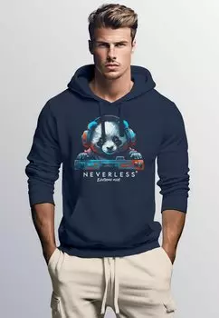 Толстовка PANDA BR MUSIK TECHNO FASHION STREET STYLE NEVERLESS, цвет navy