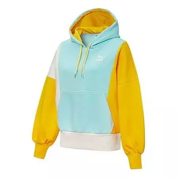 Толстовка panelled hoodie 'blue yellow white' Puma, синий
