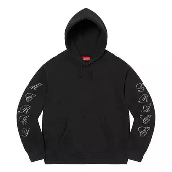 Толстовка patches spiral hooded sweatshirt 'black white' Supreme, черный