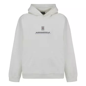 Толстовка pdf logo oversized popover hoodie 'off white' Balenciaga, белый