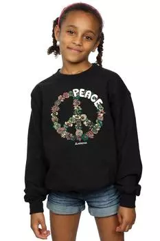 Толстовка Peace с цветочным принтом Woodstock, черный