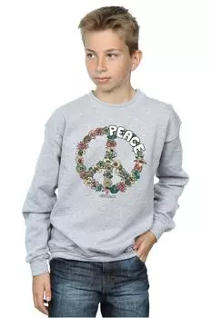 Толстовка Peace с цветочным принтом Woodstock, серый